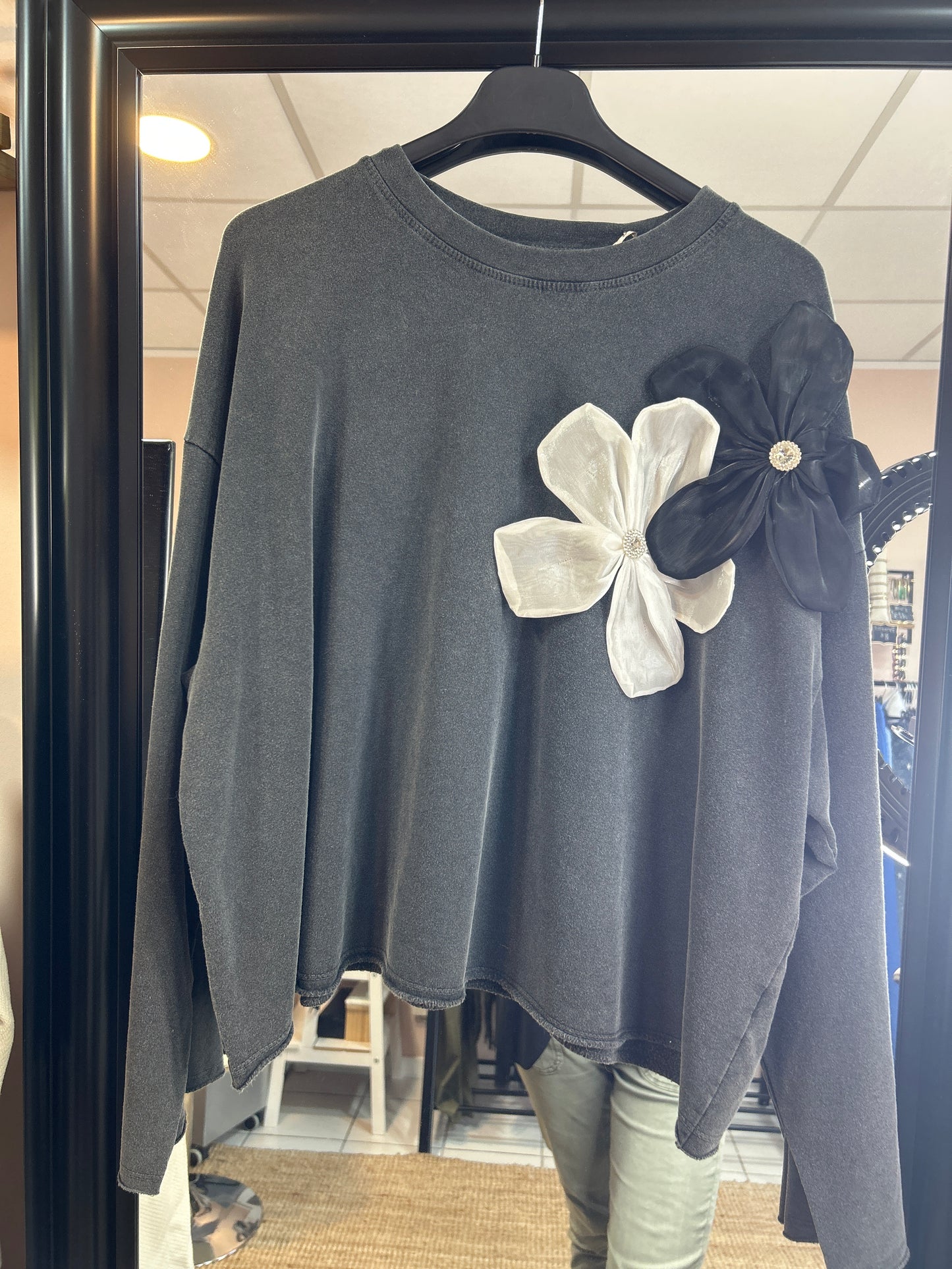 Pull fleurs brodées