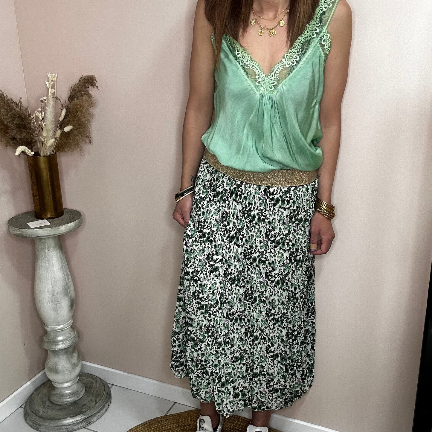 Jupe fleurie BIANCA - vert