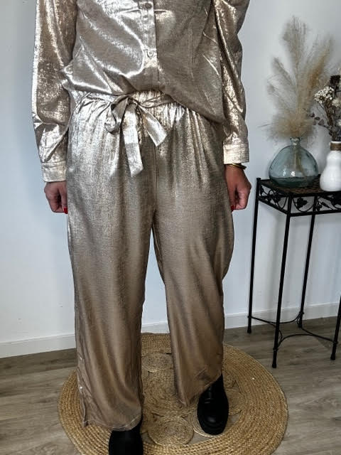 Pantalon fluide EMMA doré irisé