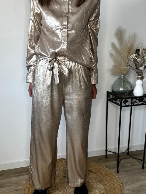 Pantalon fluide EMMA doré irisé