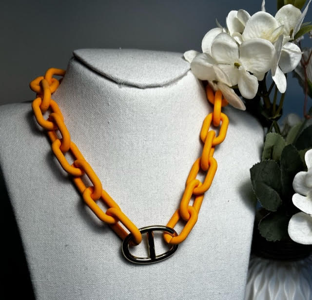 Collier grosse maille - orange