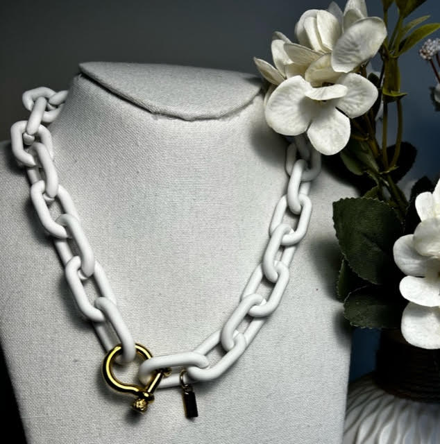 Collier grosse maille - blanc