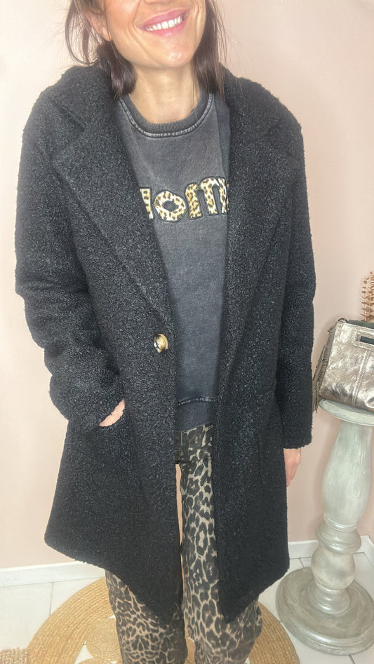 Manteau bouclette - noir