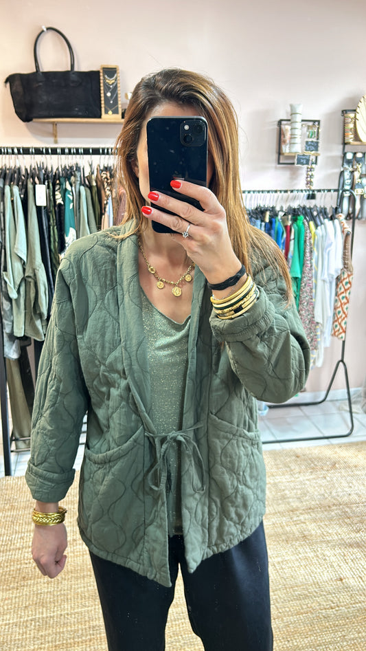 Veste matelassée noeud - kaki