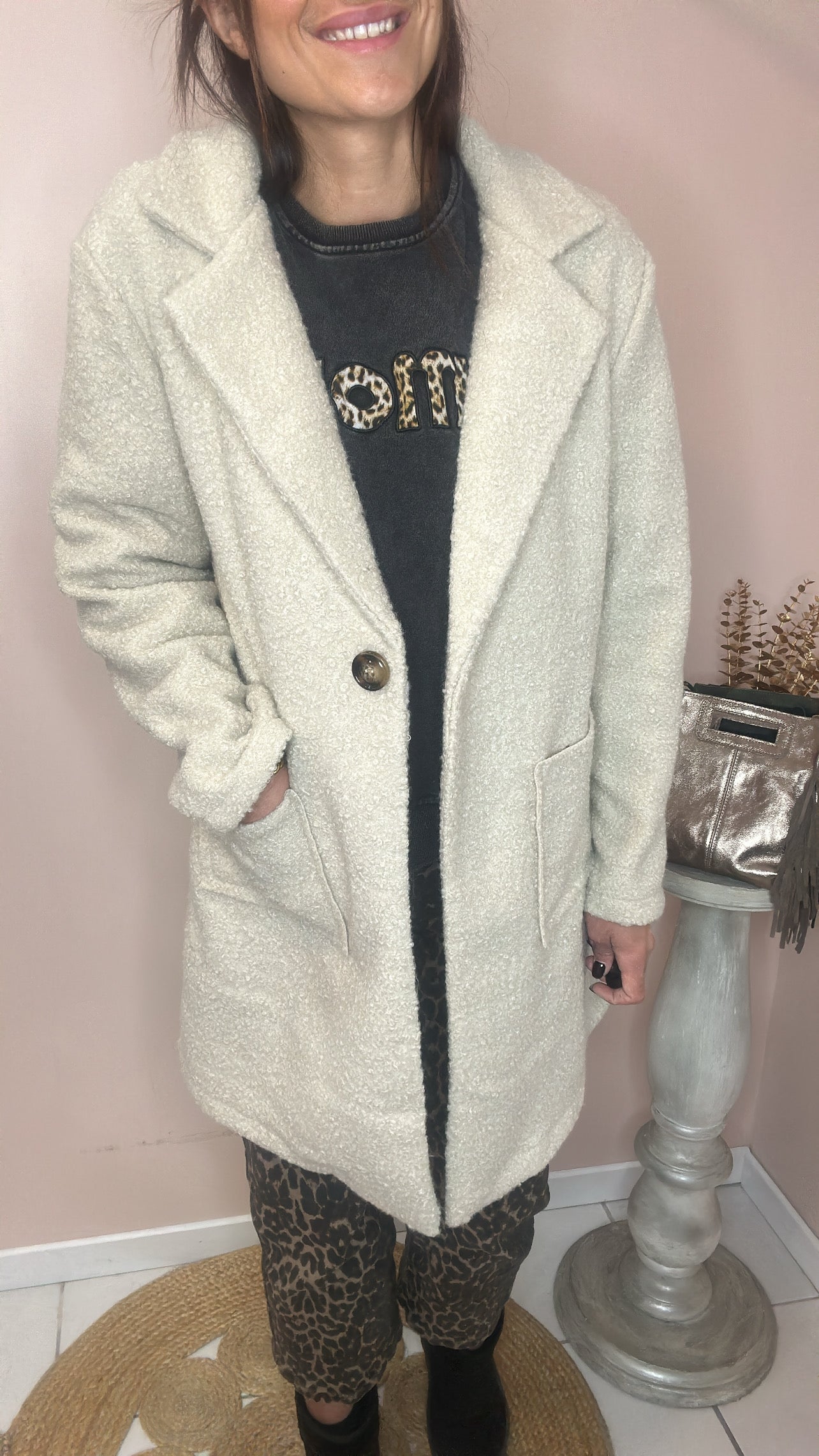 Manteau bouclette - crème