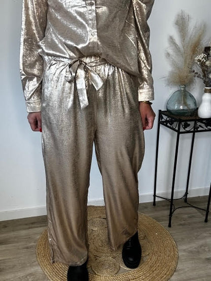 Pantalon fluide EMMA doré irisé