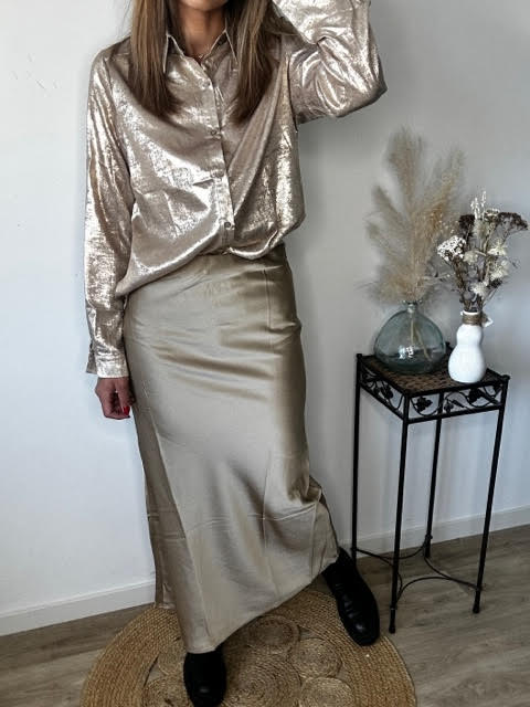 Jupe satin beige