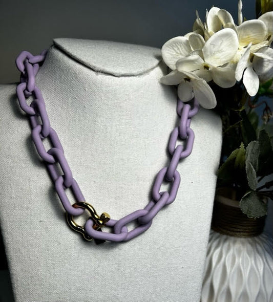 Collier grosse maille - violet
