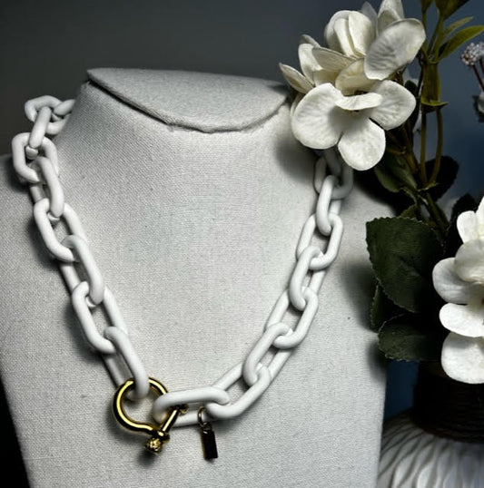 Collier grosse maille - blanc