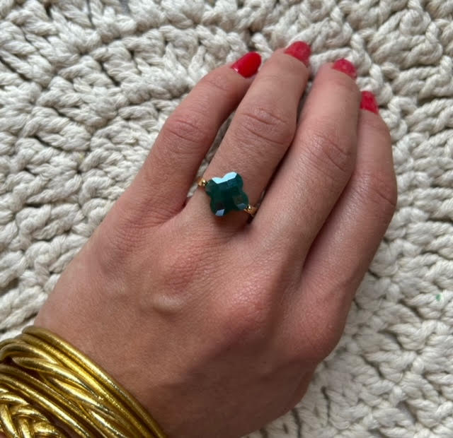 Bague trèfle - vert