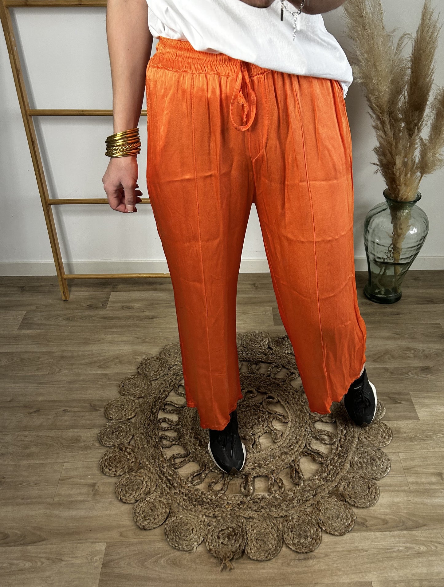 Pantalon large satiné